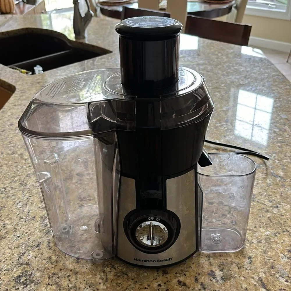 Hamilton Beach Juicer 1 Speed Big Mouth Juice Extractor in Black Stainless Steel